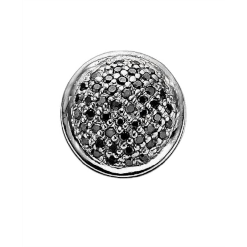 NEW STORY JEWELLERY women's rhodium button in silver black